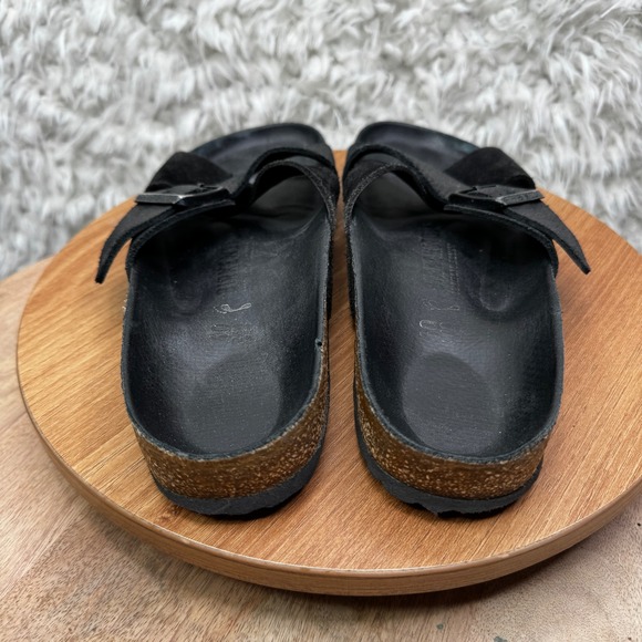 Birkenstock Sienna Exquisite Black Suede Leather Cross Strap Buckle Sandals 40 9 - Picture 4 of 7